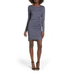 Leith Anthropologie Women's Blouson Bodycon Ruched Dress Heather Gray Size S